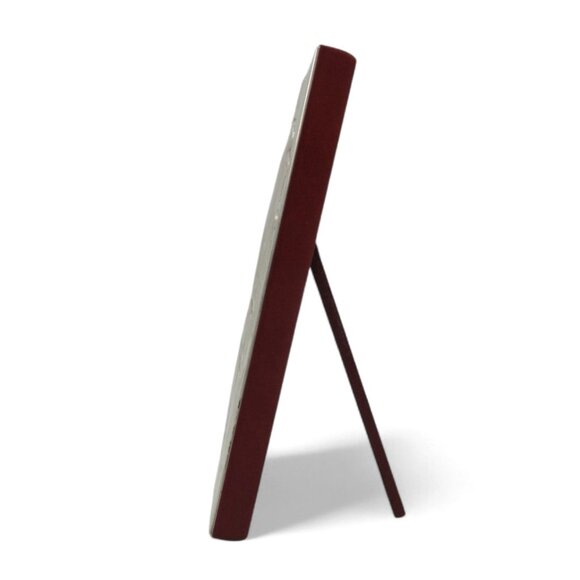 POPE Silver Metal Praying Plaque with Wooden Stand Italy Vintage 6.5in Tall - Picture 6 of 12